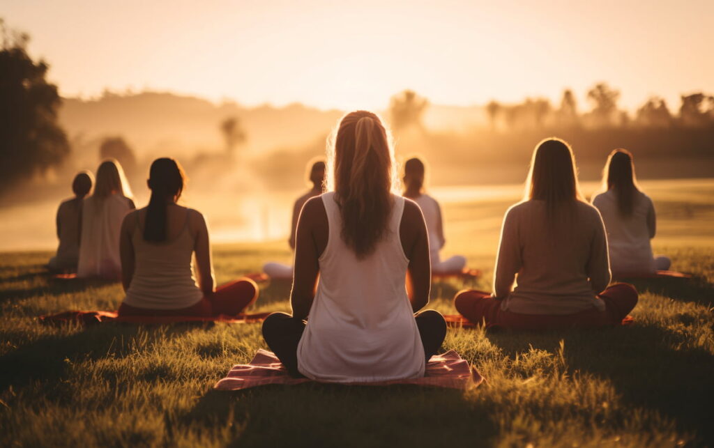 Personas meditando en un entorno tranquilo